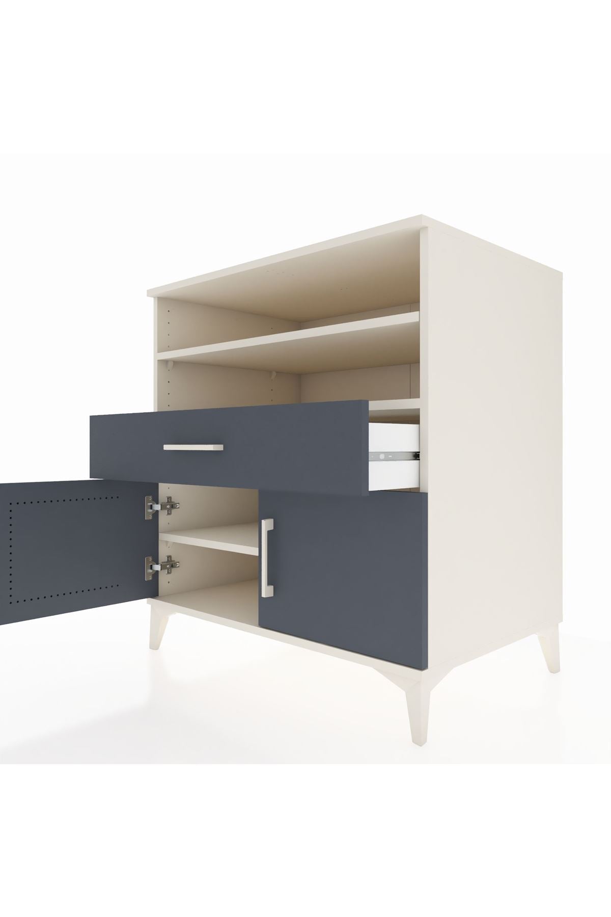 Kronos Şifonyer 3 Raflı Tek Çekmeceli 2 Kapaklı 88x59x96 Aytaşı-Antrasit