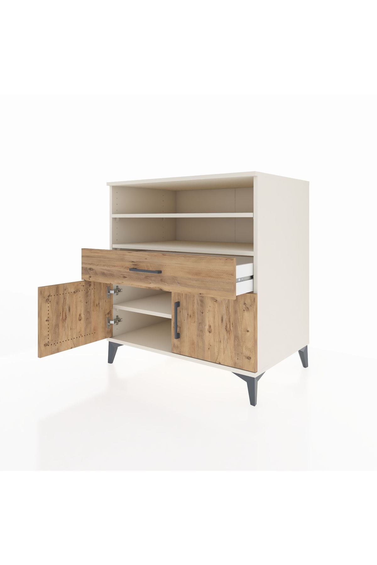 Kronos Şifonyer 3 Raflı Tek Çekmeceli 2 Kapaklı 88x59x96 Aytaşı-Çam