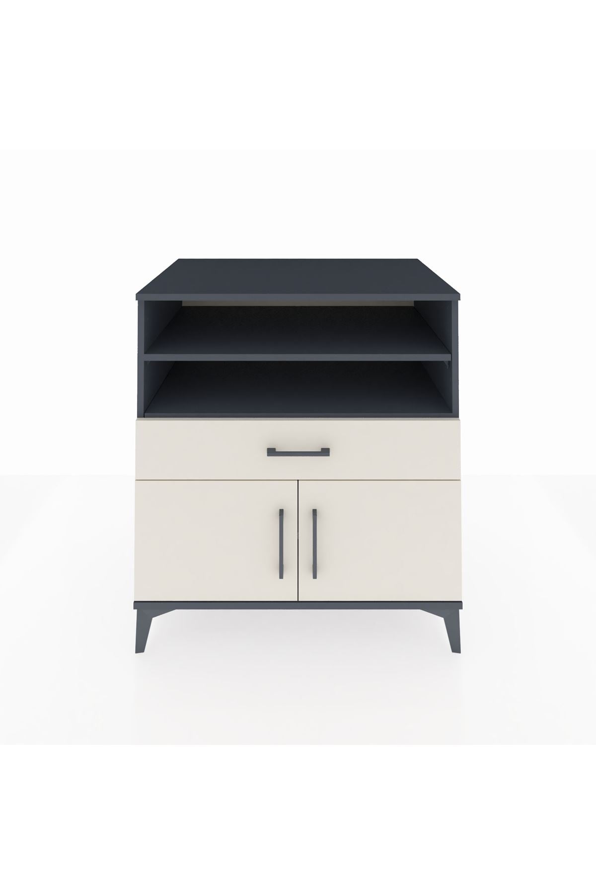 Kronos Şifonyer 3 Raflı Tek Çekmeceli 2 Kapaklı 88x59x96 Antrasit-Aytaşı