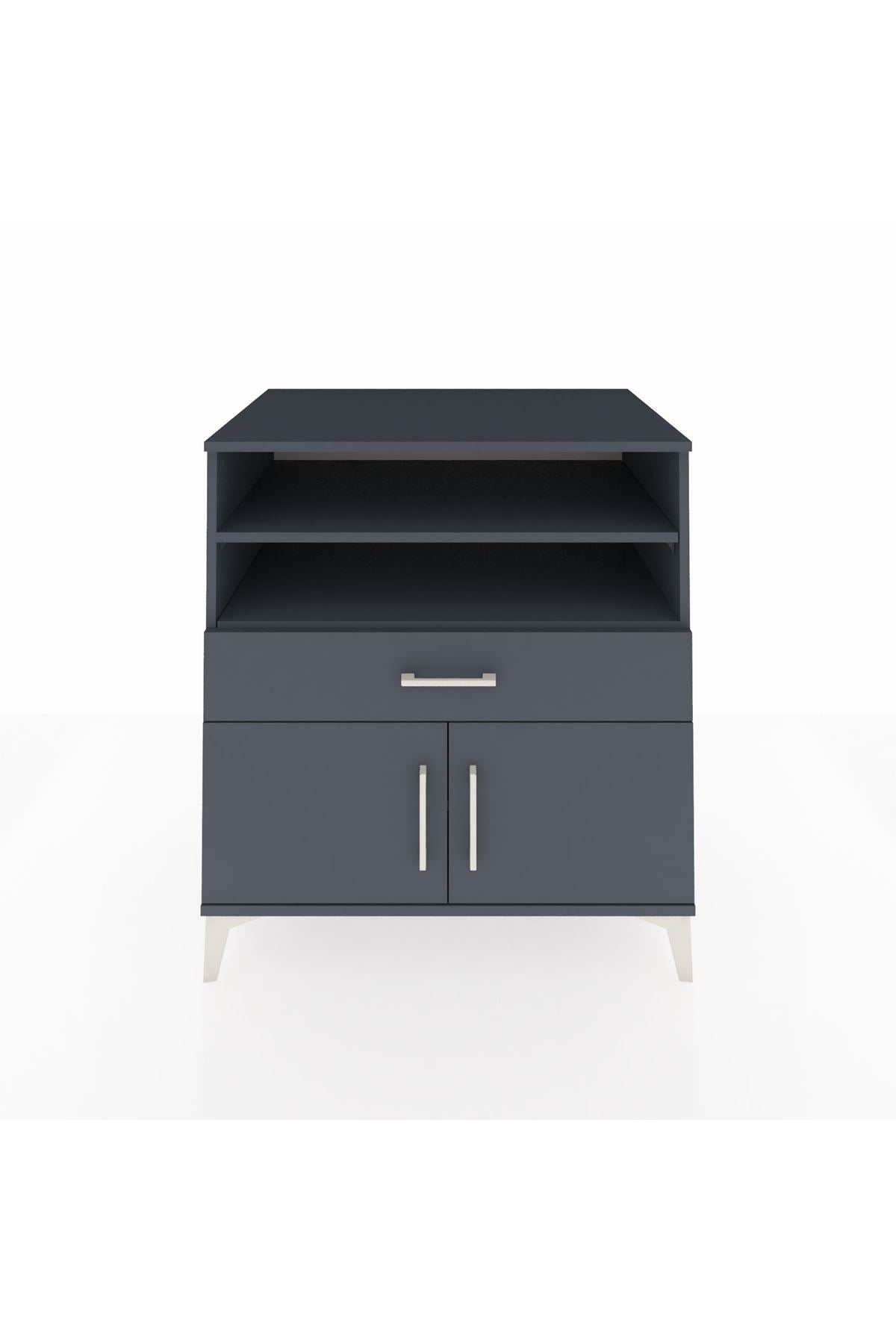 Kronos Şifonyer 3 Raflı Tek Çekmeceli 2 Kapaklı 88x59x96 Antrasit-Antrasit