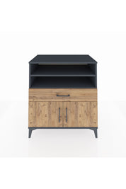 Kronos Şifonyer 3 Raflı Tek Çekmeceli 2 Kapaklı 88x59x96 Antrasit-Çam