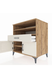 Kronos Şifonyer 3 Raflı Tek Çekmeceli 2 Kapaklı 88x59x96 Çam-Aytaşı