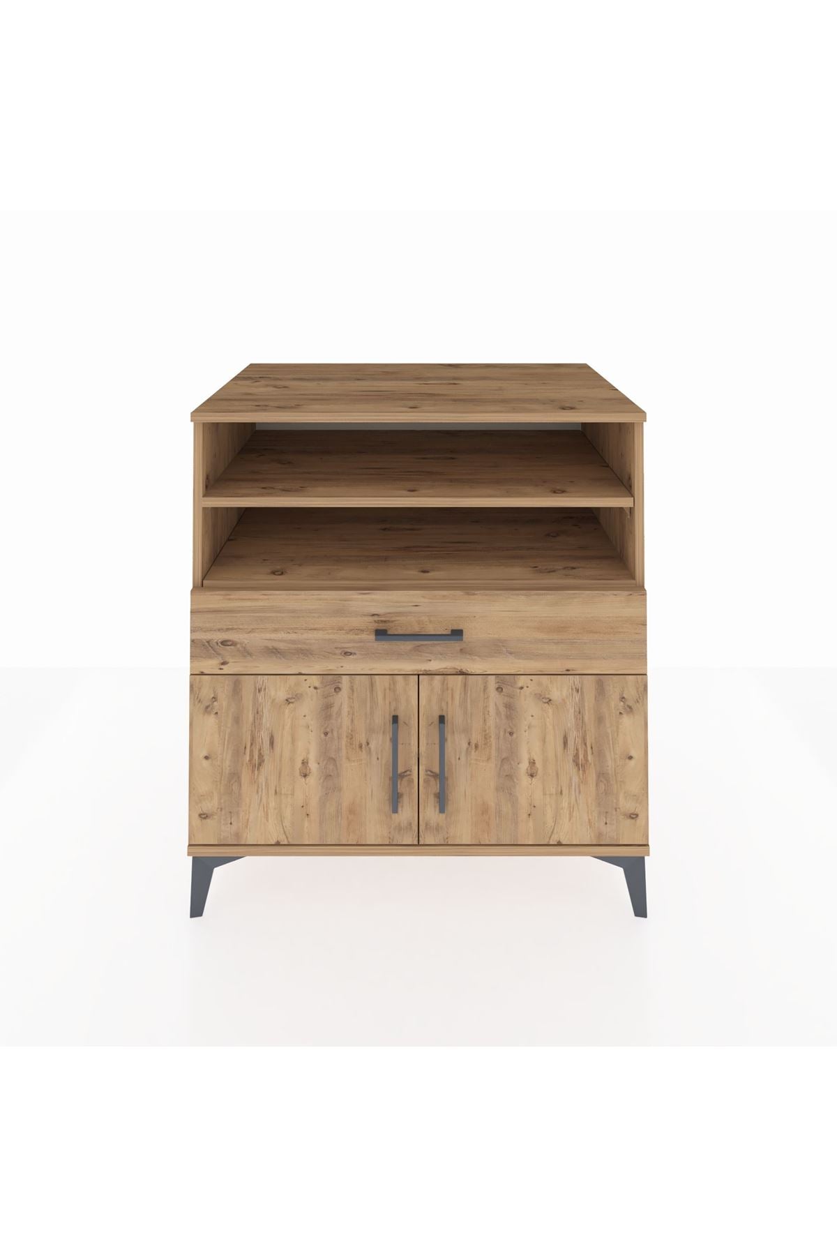 Kronos Şifonyer 3 Raflı Tek Çekmeceli 2 Kapaklı 88x59x96 Çam-Çam