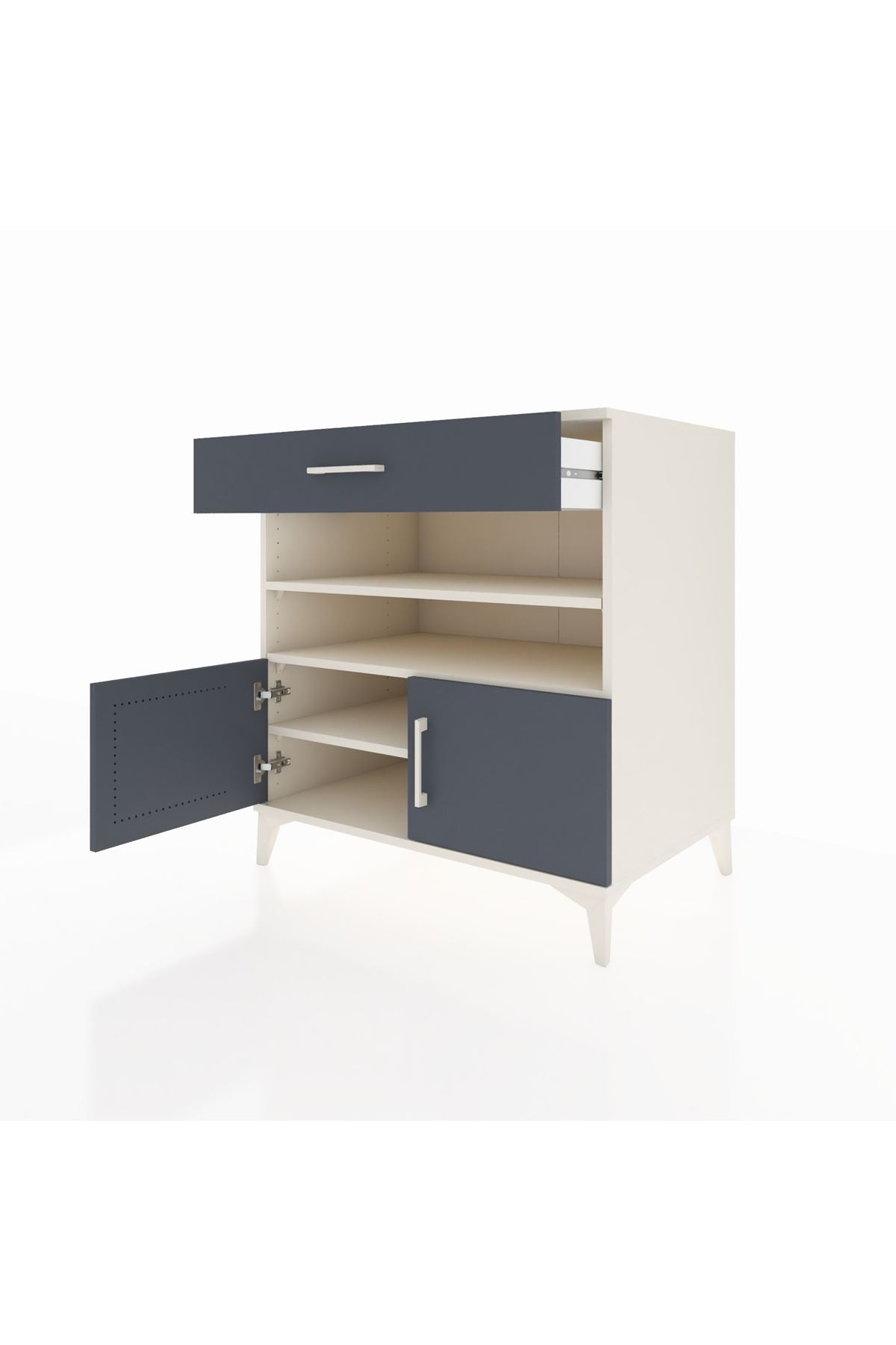 Kronos Şifonyer 3 Raflı Tek Çekmeceli 2 Kapaklı 88x59x96 Aytaşı-Antrasit