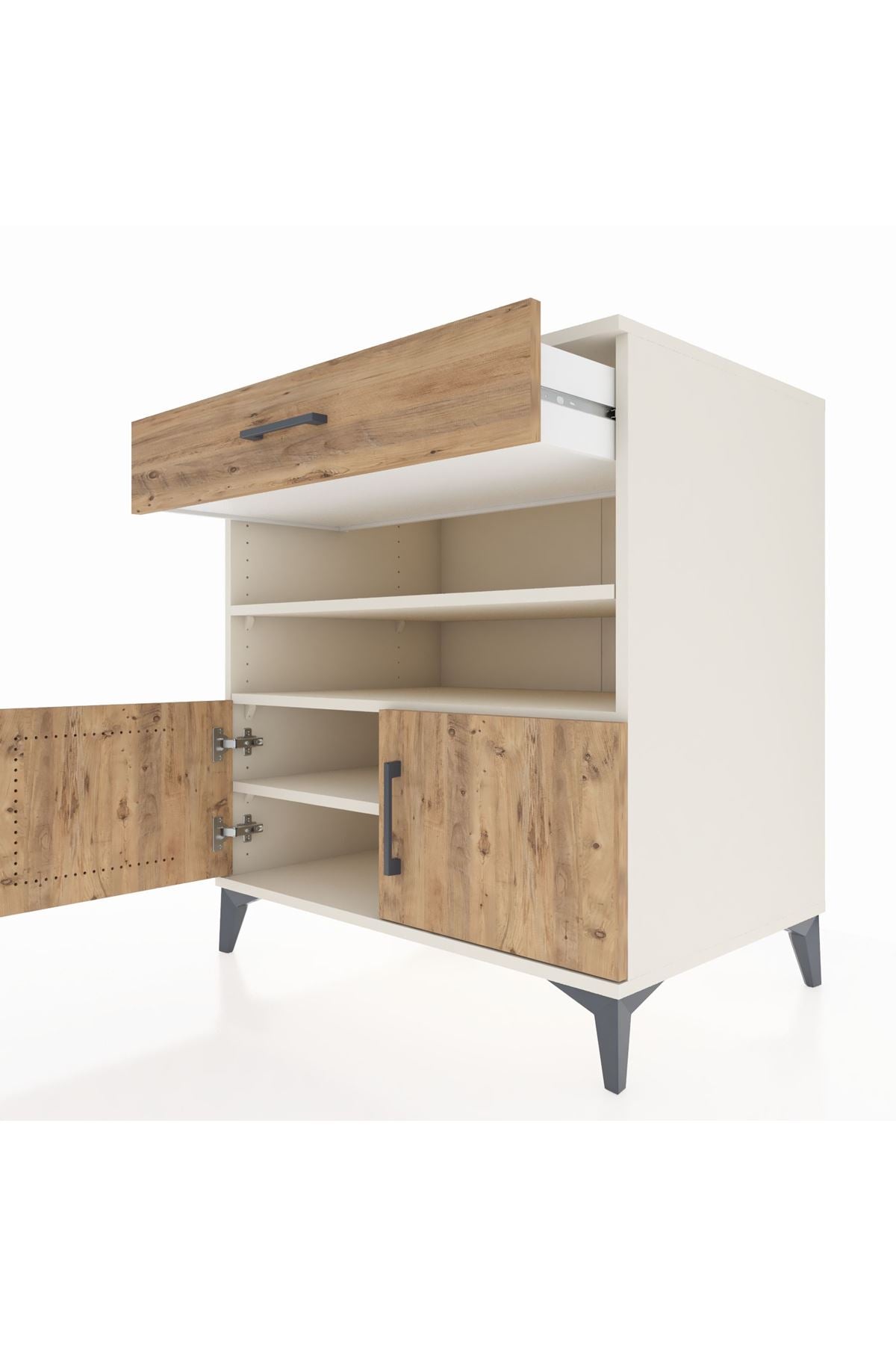 Kronos Şifonyer 3 Raflı Tek Çekmeceli 2 Kapaklı 88x59x96 Aytaşı-Çam