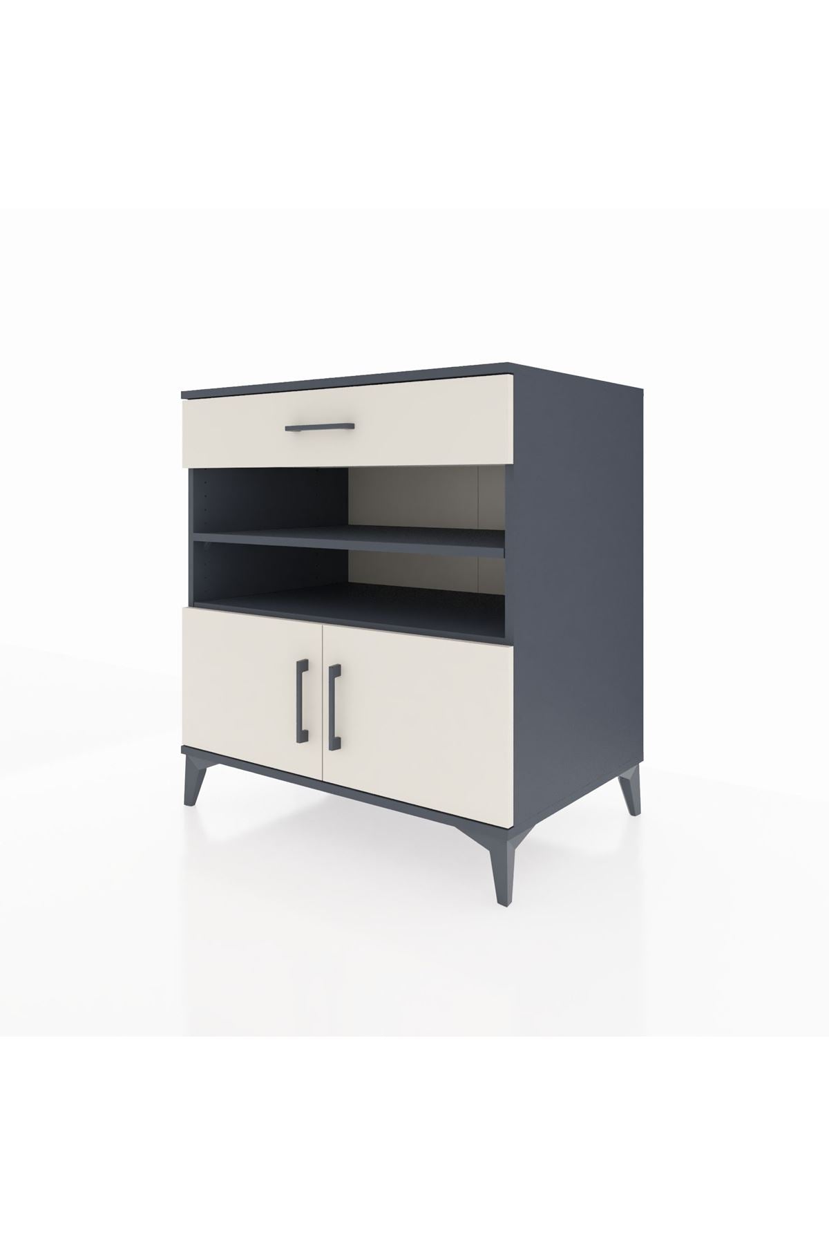 Kronos Şifonyer 3 Raflı Tek Çekmeceli 2 Kapaklı 88x59x96 Antrasit-Aytaşı