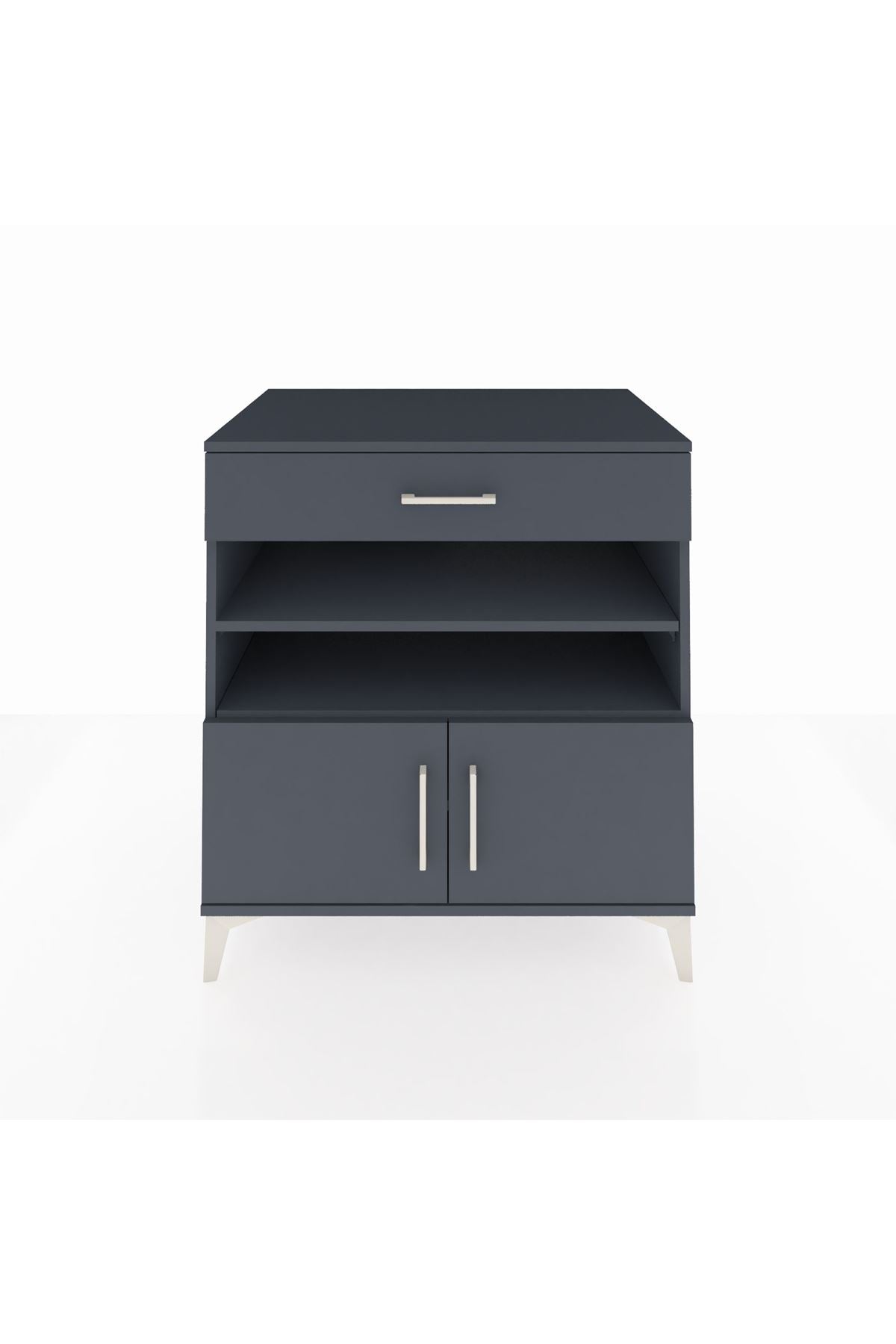 Kronos Şifonyer 3 Raflı Tek Çekmeceli 2 Kapaklı 88x59x96 Antrasit-Antrasit