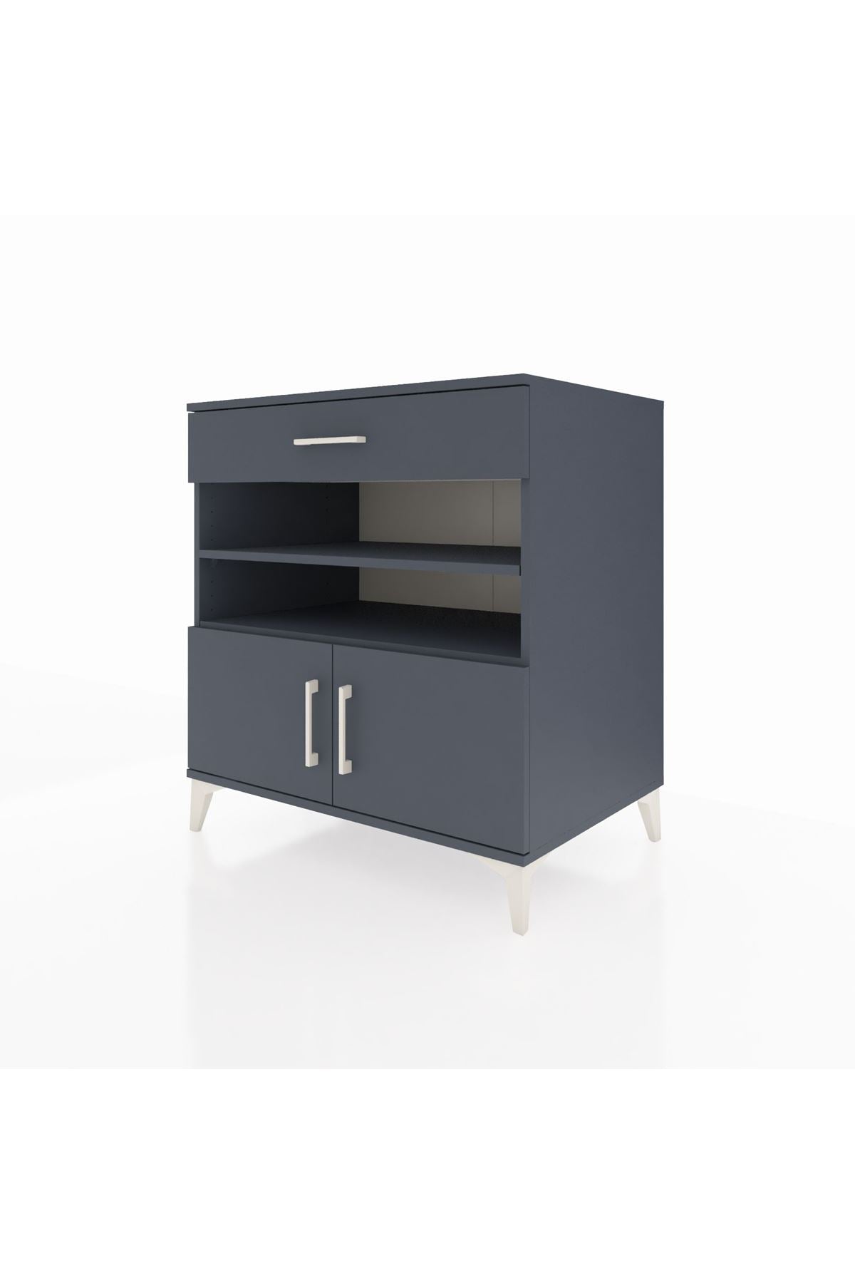 Kronos Şifonyer 3 Raflı Tek Çekmeceli 2 Kapaklı 88x59x96 Antrasit-Antrasit