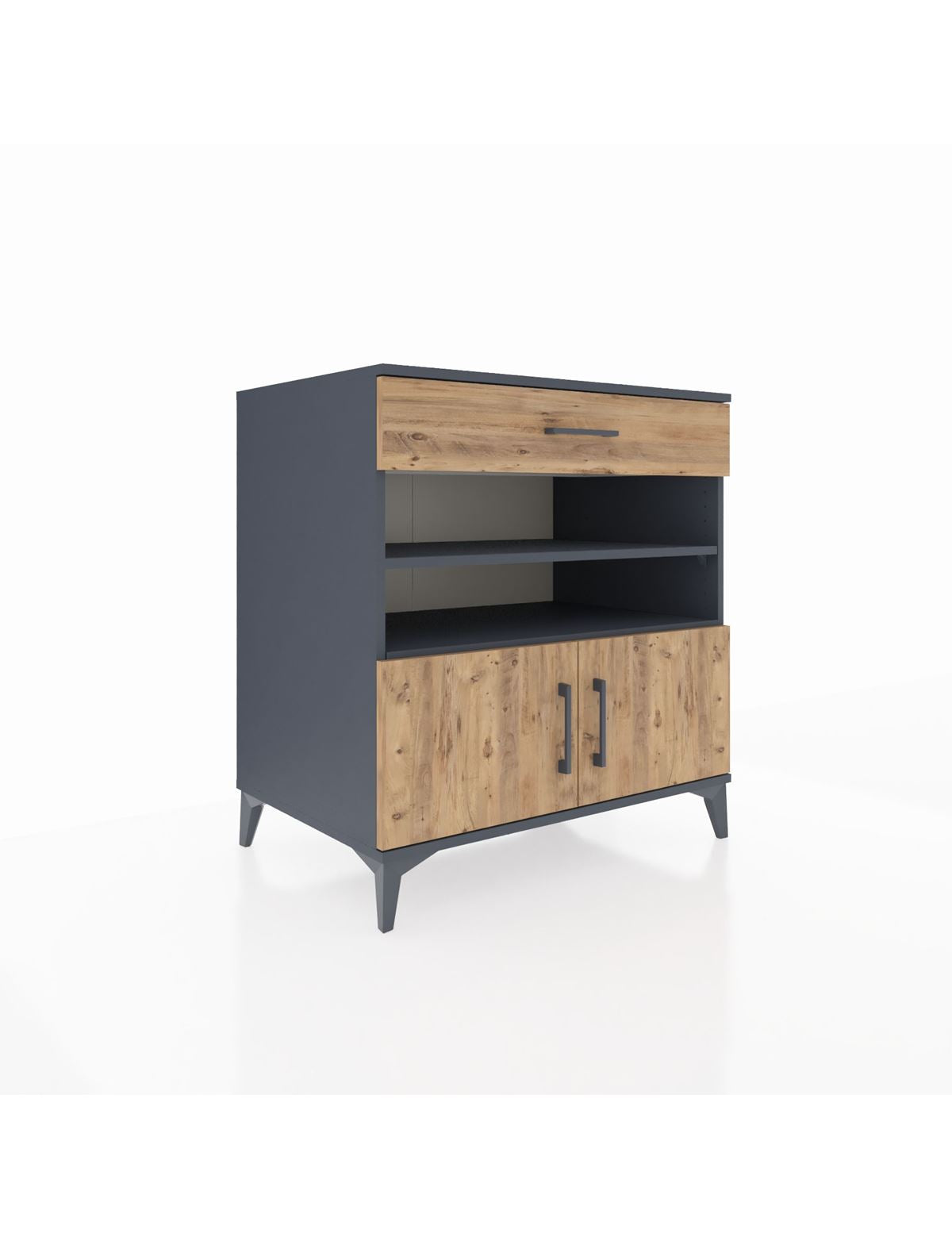 Kronos Şifonyer 3 Raflı Tek Çekmeceli 2 Kapaklı 88x59x96 Antrasit-Çam