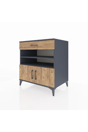 Kronos Şifonyer 3 Raflı Tek Çekmeceli 2 Kapaklı 88x59x96 Antrasit-Çam