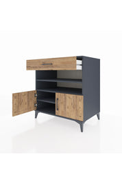 Kronos Şifonyer 3 Raflı Tek Çekmeceli 2 Kapaklı 88x59x96 Antrasit-Çam