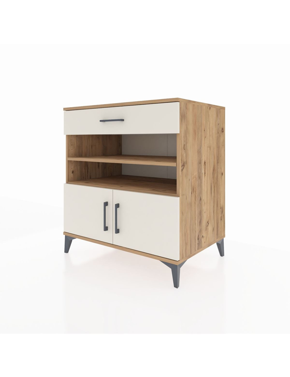 Kronos Şifonyer 3 Raflı Tek Çekmeceli 2 Kapaklı 88x59x96 Çam-Aytaşı