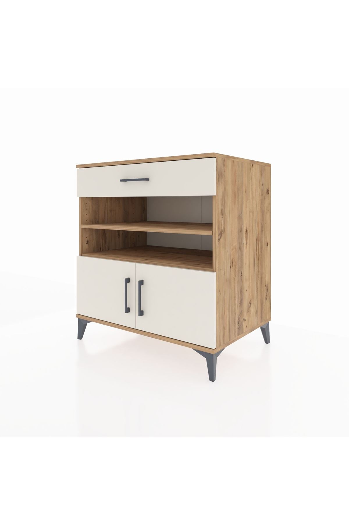 Kronos Şifonyer 3 Raflı Tek Çekmeceli 2 Kapaklı 88x59x96 Çam-Aytaşı