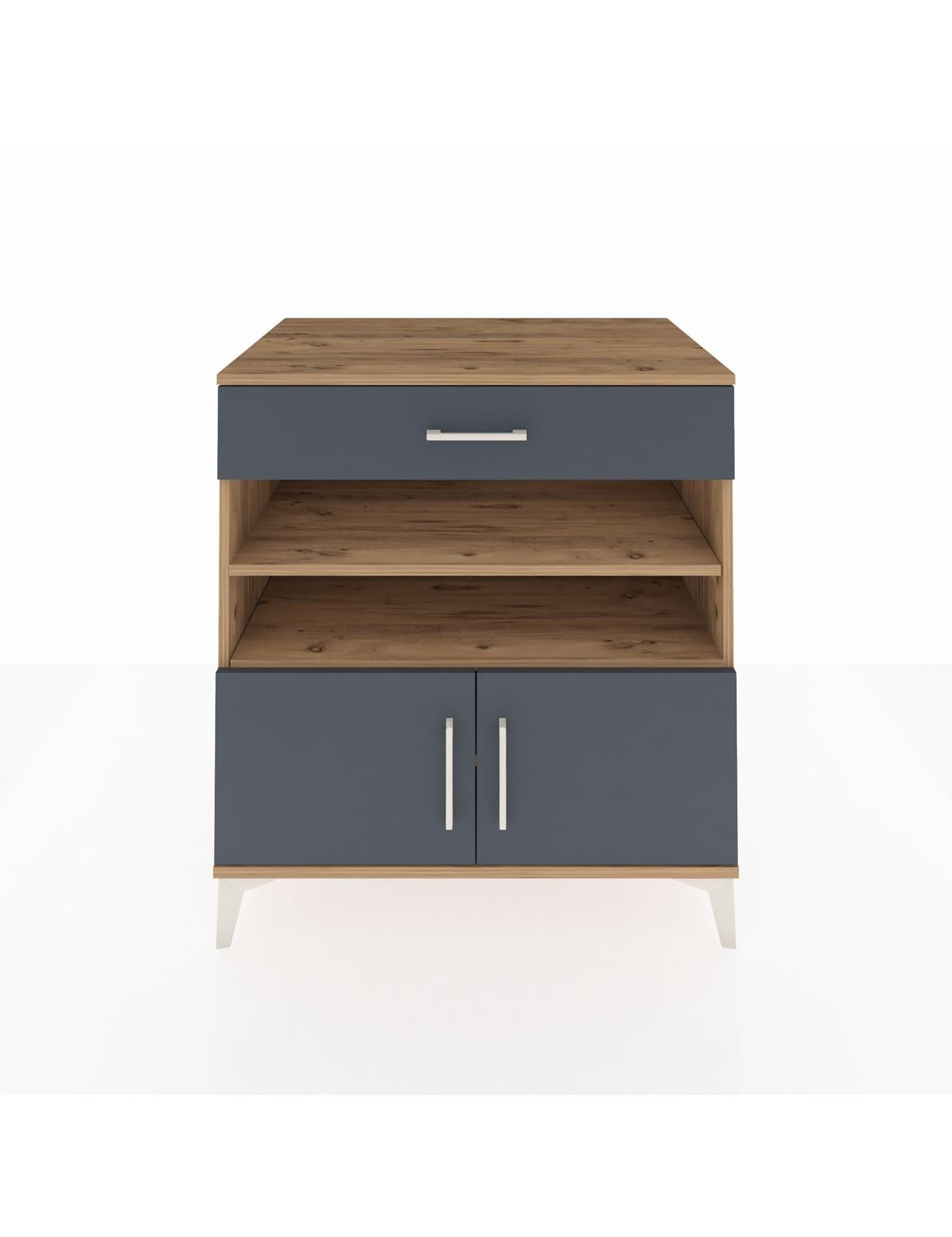 Kronos Şifonyer 3 Raflı Tek Çekmeceli 2 Kapaklı 88x59x96 Çam-Antrasit