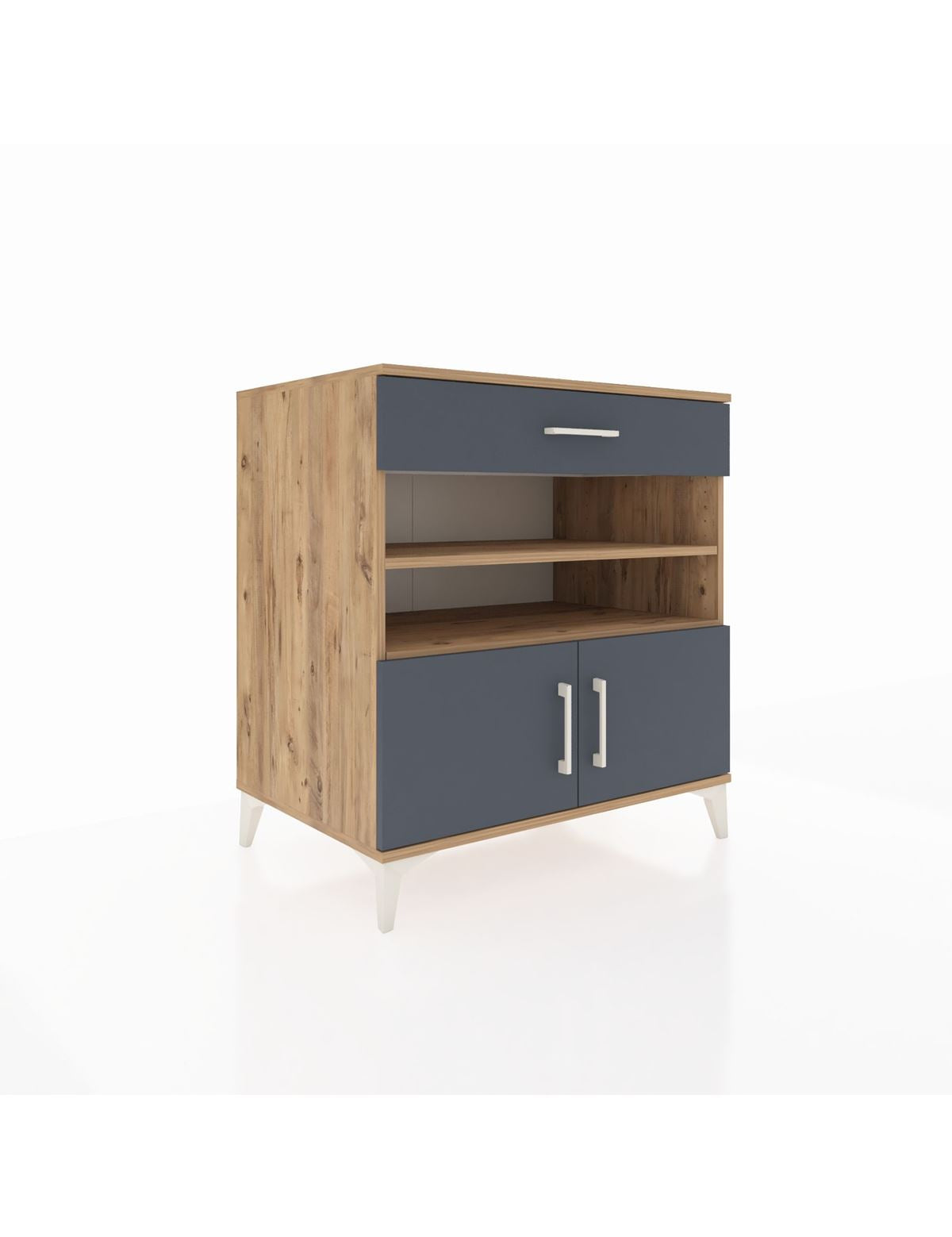 Kronos Şifonyer 3 Raflı Tek Çekmeceli 2 Kapaklı 88x59x96 Çam-Antrasit