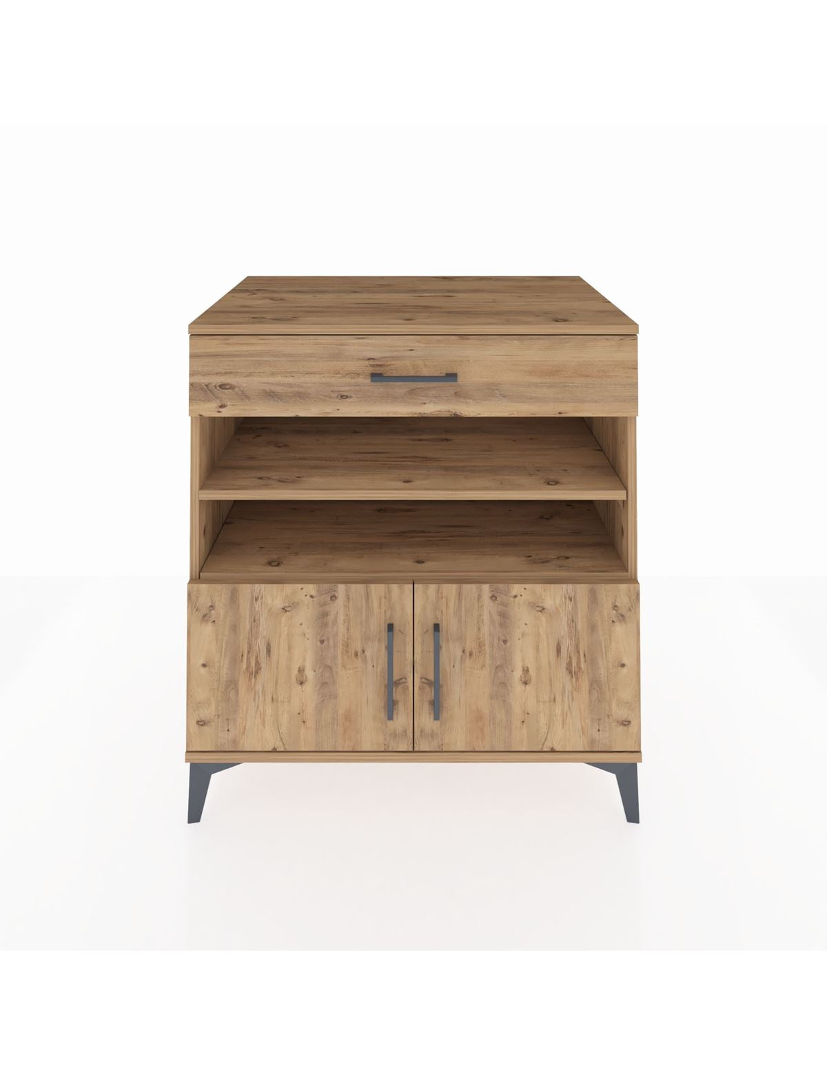 Kronos Şifonyer 3 Raflı Tek Çekmeceli 2 Kapaklı 88x59x96 Çam-Çam