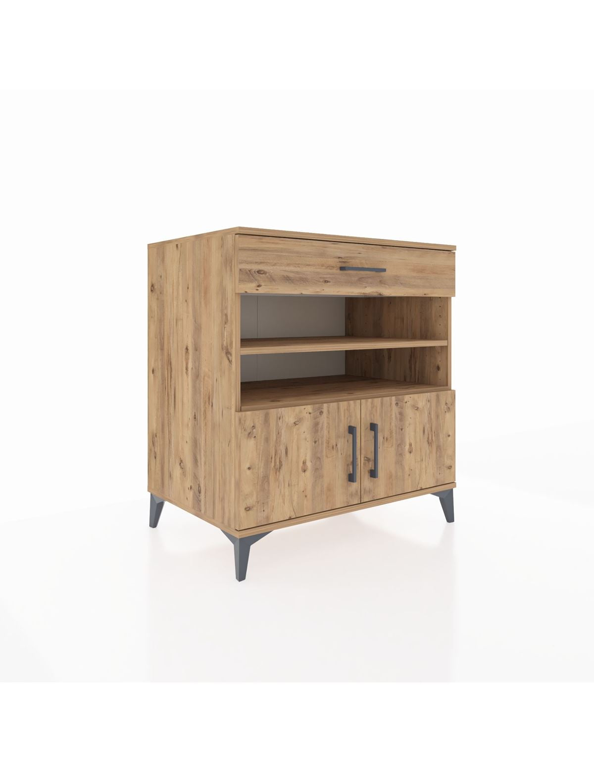 Kronos Şifonyer 3 Raflı Tek Çekmeceli 2 Kapaklı 88x59x96 Çam-Çam