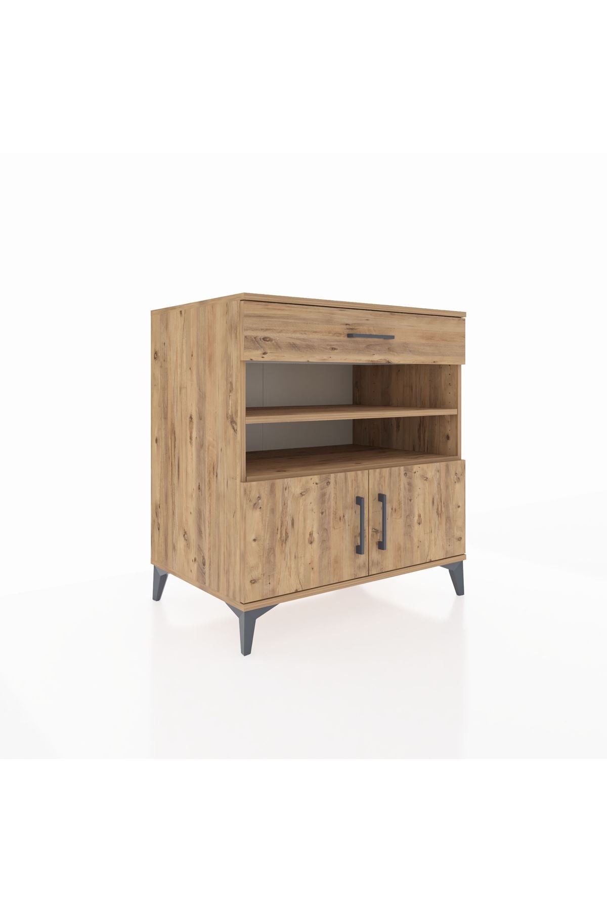 Kronos Şifonyer 3 Raflı Tek Çekmeceli 2 Kapaklı 88x59x96 Çam-Çam