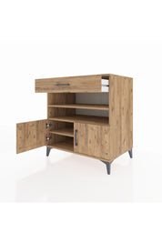 Kronos Şifonyer 3 Raflı Tek Çekmeceli 2 Kapaklı 88x59x96 Çam-Çam