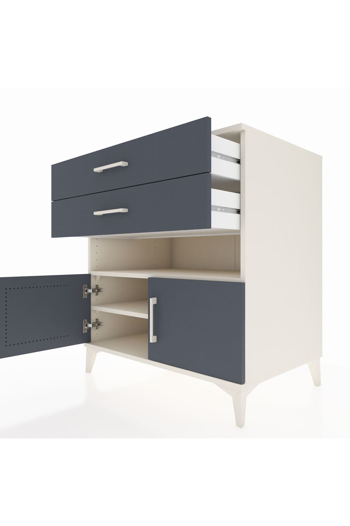 Kronos Şifonyer 2 Raflı 2 Çekmeceli 2 Kapaklı 88x59x96 Aytaşı-Antrasit