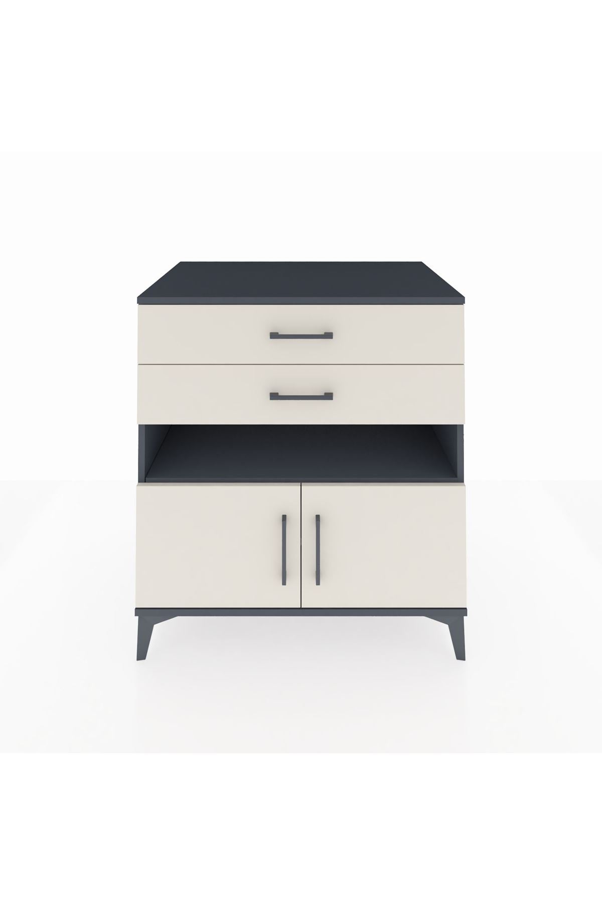 Kronos Şifonyer 2 Raflı 2 Çekmeceli 2 Kapaklı 88x59x96 Antrasit-Aytaşı