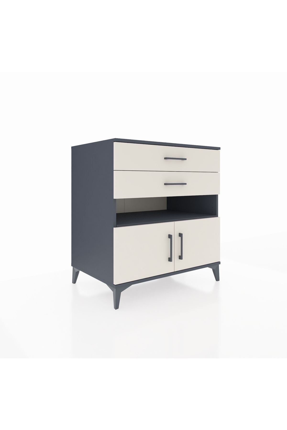 Kronos Şifonyer 2 Raflı 2 Çekmeceli 2 Kapaklı 88x59x96 Antrasit-Aytaşı