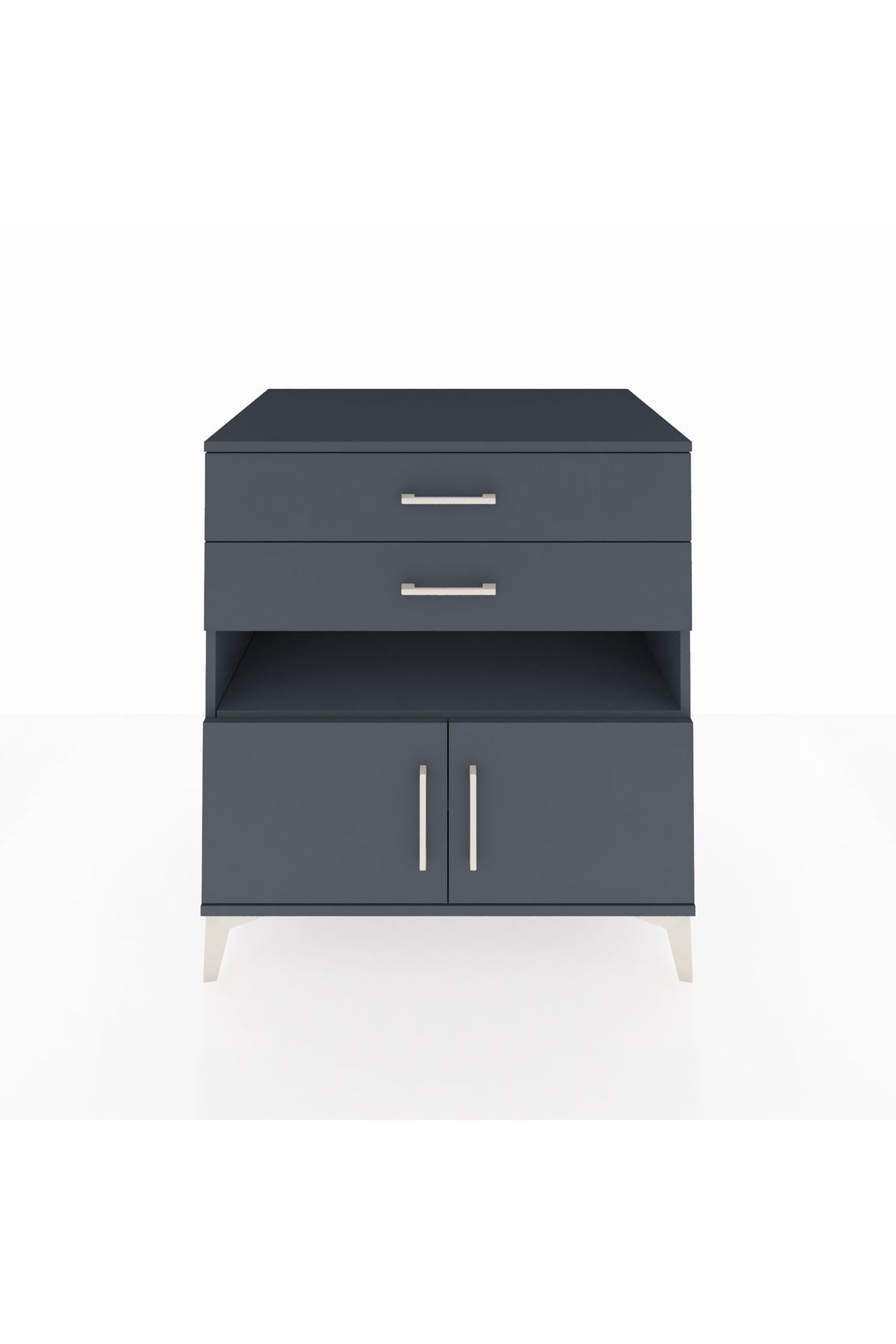 Kronos Şifonyer 2 Raflı 2 Çekmeceli 2 Kapaklı 88x59x96 Antrasit-Antrasit