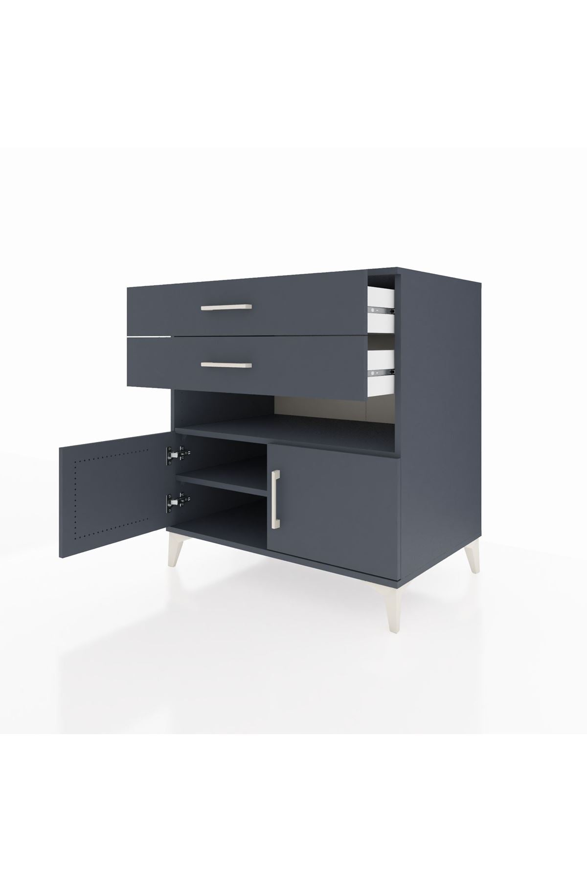 Kronos Şifonyer 2 Raflı 2 Çekmeceli 2 Kapaklı 88x59x96 Antrasit-Antrasit