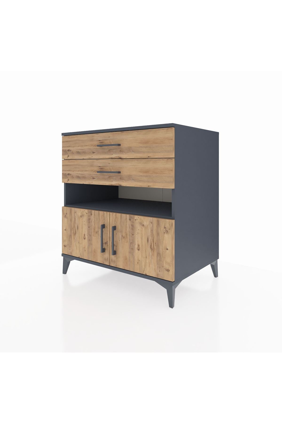 Kronos Şifonyer 2 Raflı 2 Çekmeceli 2 Kapaklı 88x59x96 Antrasit-Çam