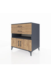 Kronos Şifonyer 2 Raflı 2 Çekmeceli 2 Kapaklı 88x59x96 Antrasit-Çam