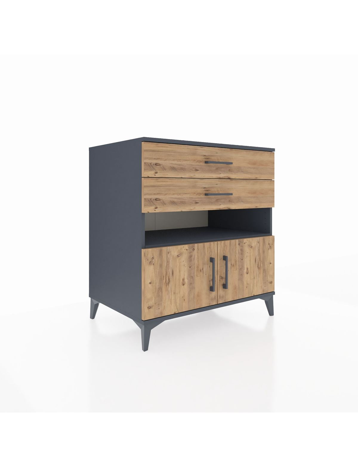 Kronos Şifonyer 2 Raflı 2 Çekmeceli 2 Kapaklı 88x59x96 Antrasit-Çam