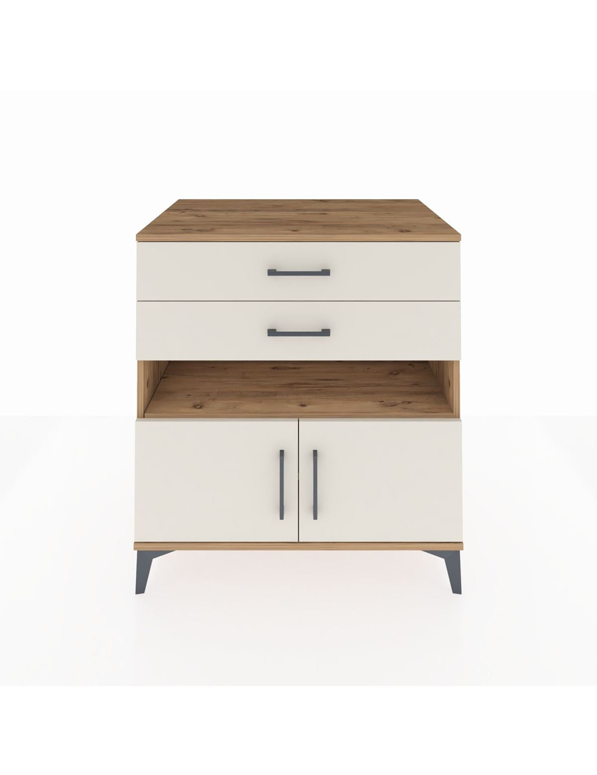 Kronos Şifonyer 2 Raflı 2 Çekmeceli 2 Kapaklı 88x59x96 Çam-Aytaşı