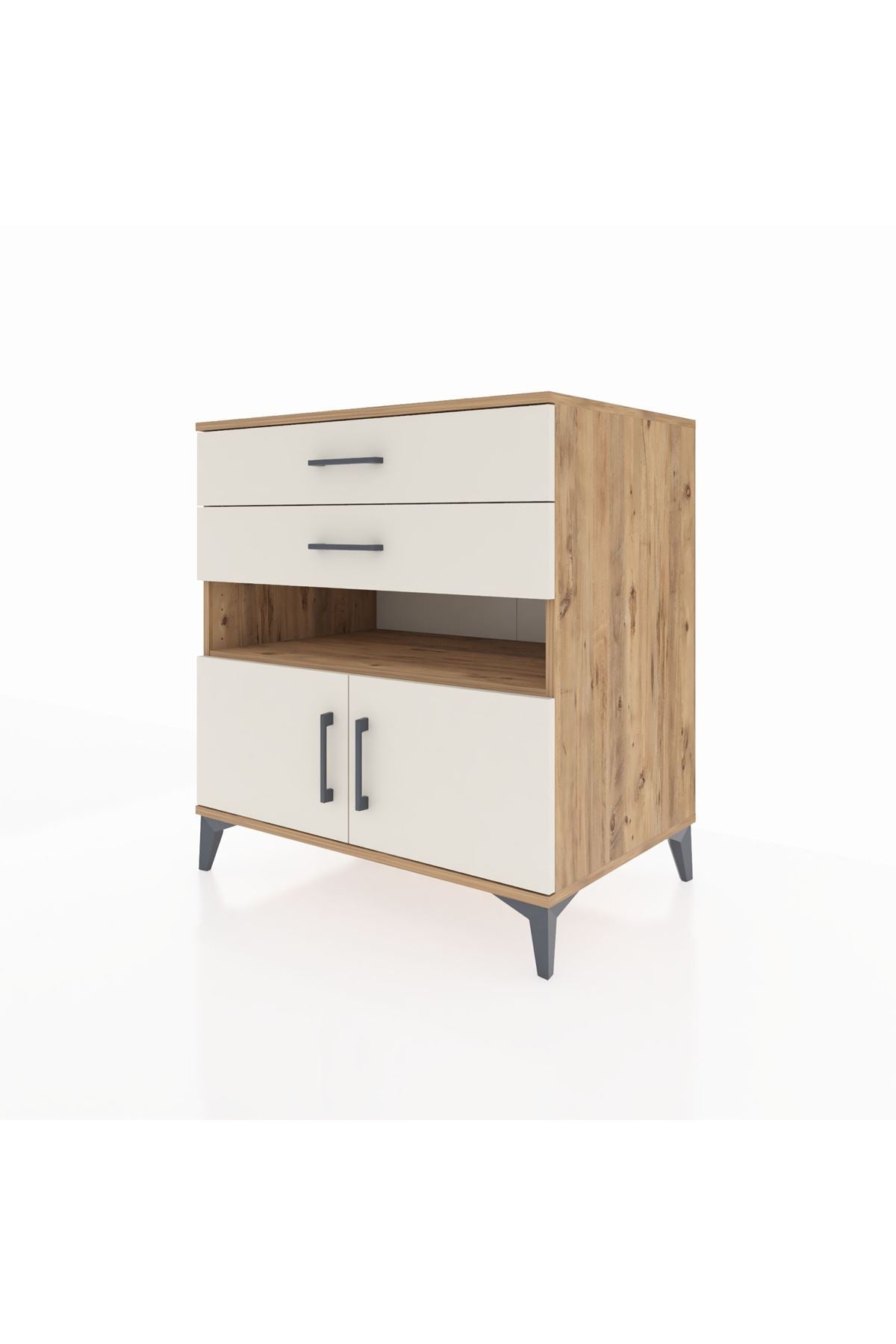 Kronos Şifonyer 2 Raflı 2 Çekmeceli 2 Kapaklı 88x59x96 Çam-Aytaşı