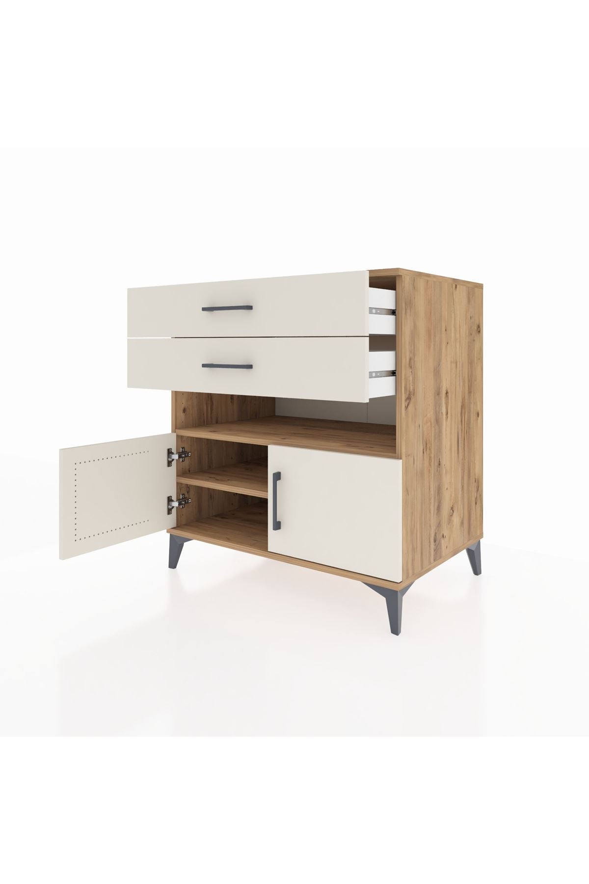 Kronos Şifonyer 2 Raflı 2 Çekmeceli 2 Kapaklı 88x59x96 Çam-Aytaşı