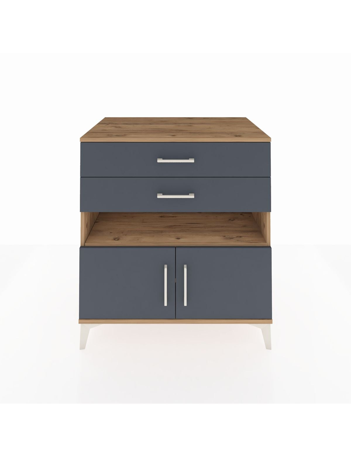 Kronos Şifonyer 2 Raflı 2 Çekmeceli 2 Kapaklı 88x59x96 Çam-Antrasit