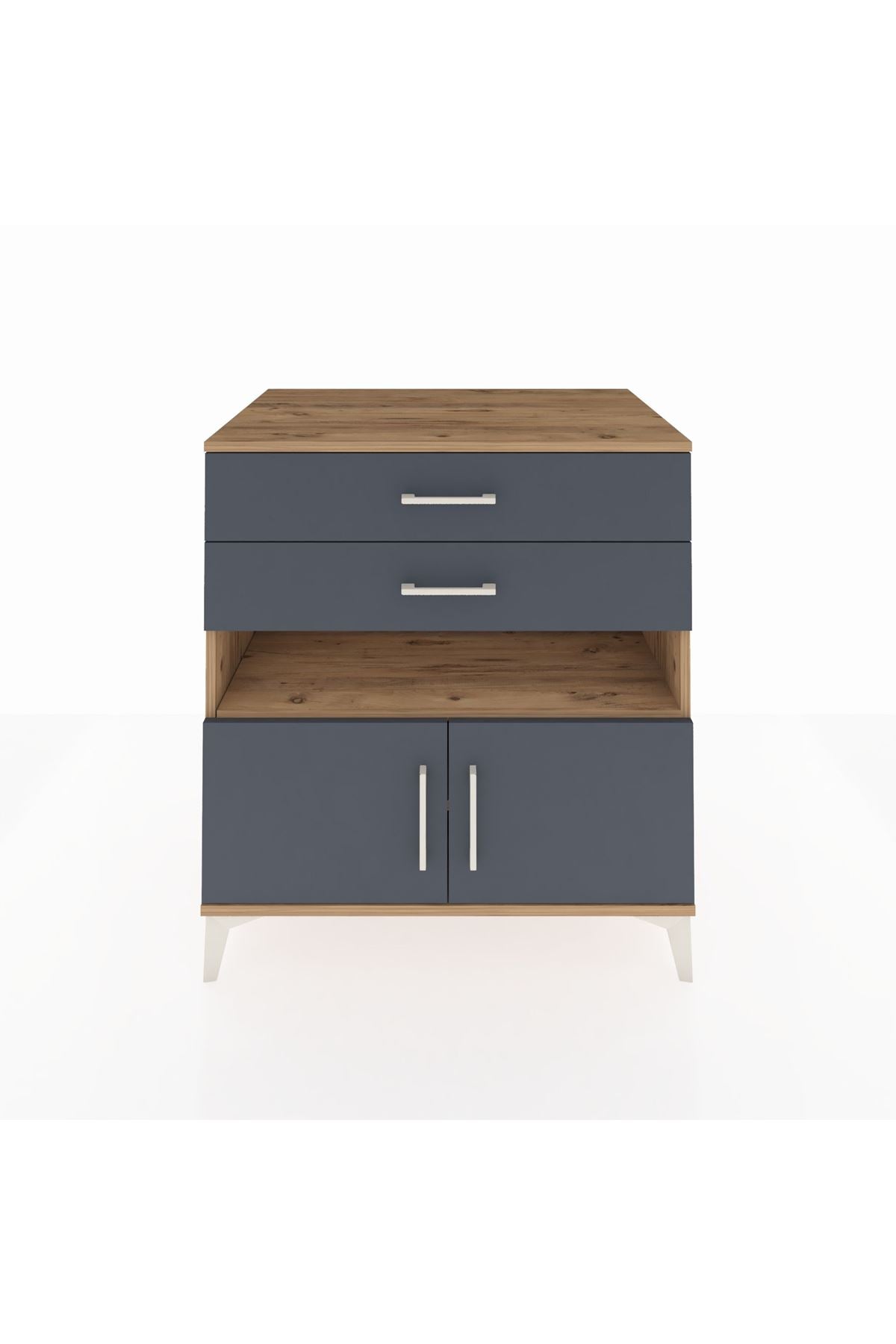 Kronos Şifonyer 2 Raflı 2 Çekmeceli 2 Kapaklı 88x59x96 Çam-Antrasit