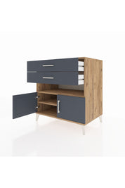 Kronos Şifonyer 2 Raflı 2 Çekmeceli 2 Kapaklı 88x59x96 Çam-Antrasit