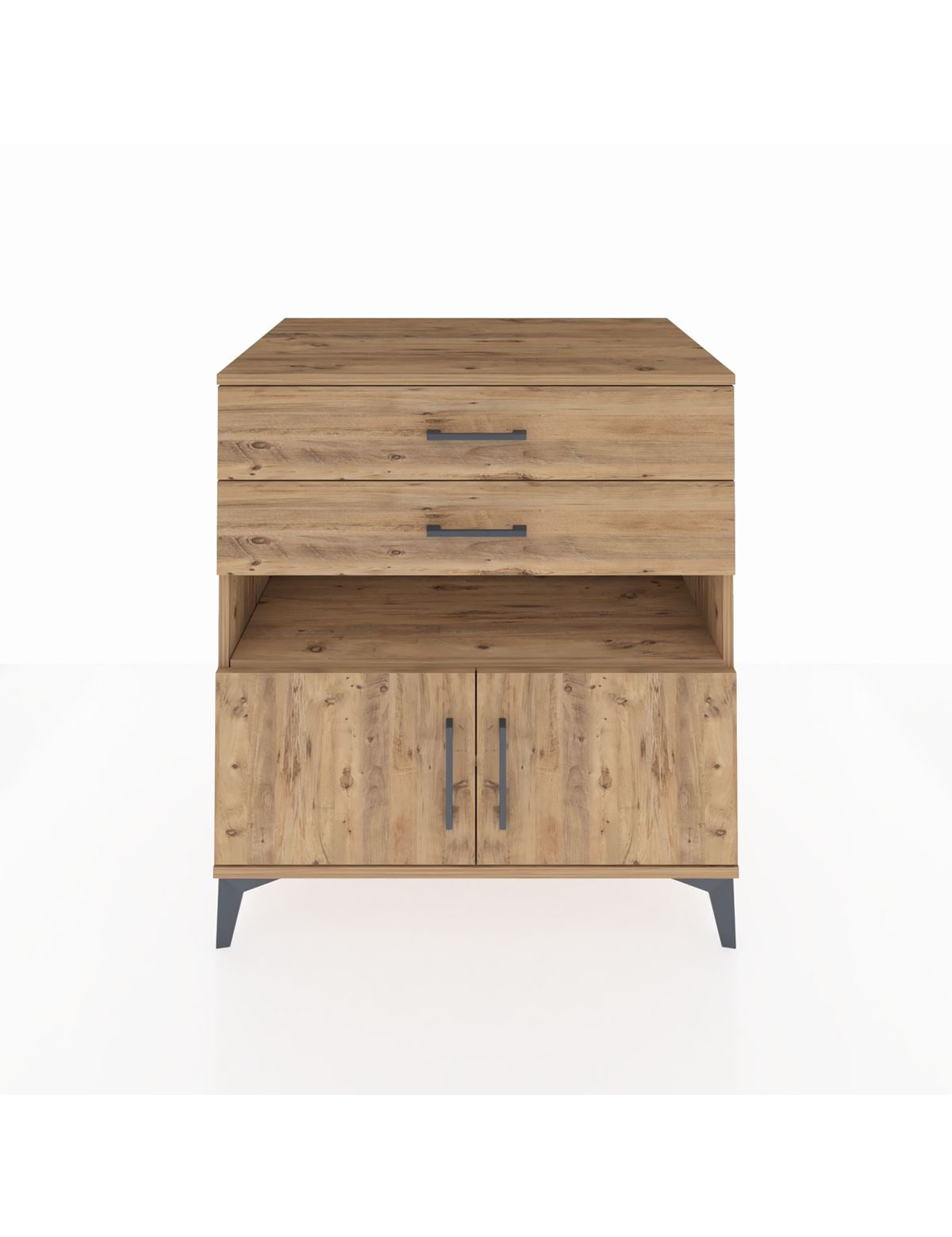 Kronos Şifonyer 2 Raflı 2 Çekmeceli 2 Kapaklı 88x59x96 Çam-Çam