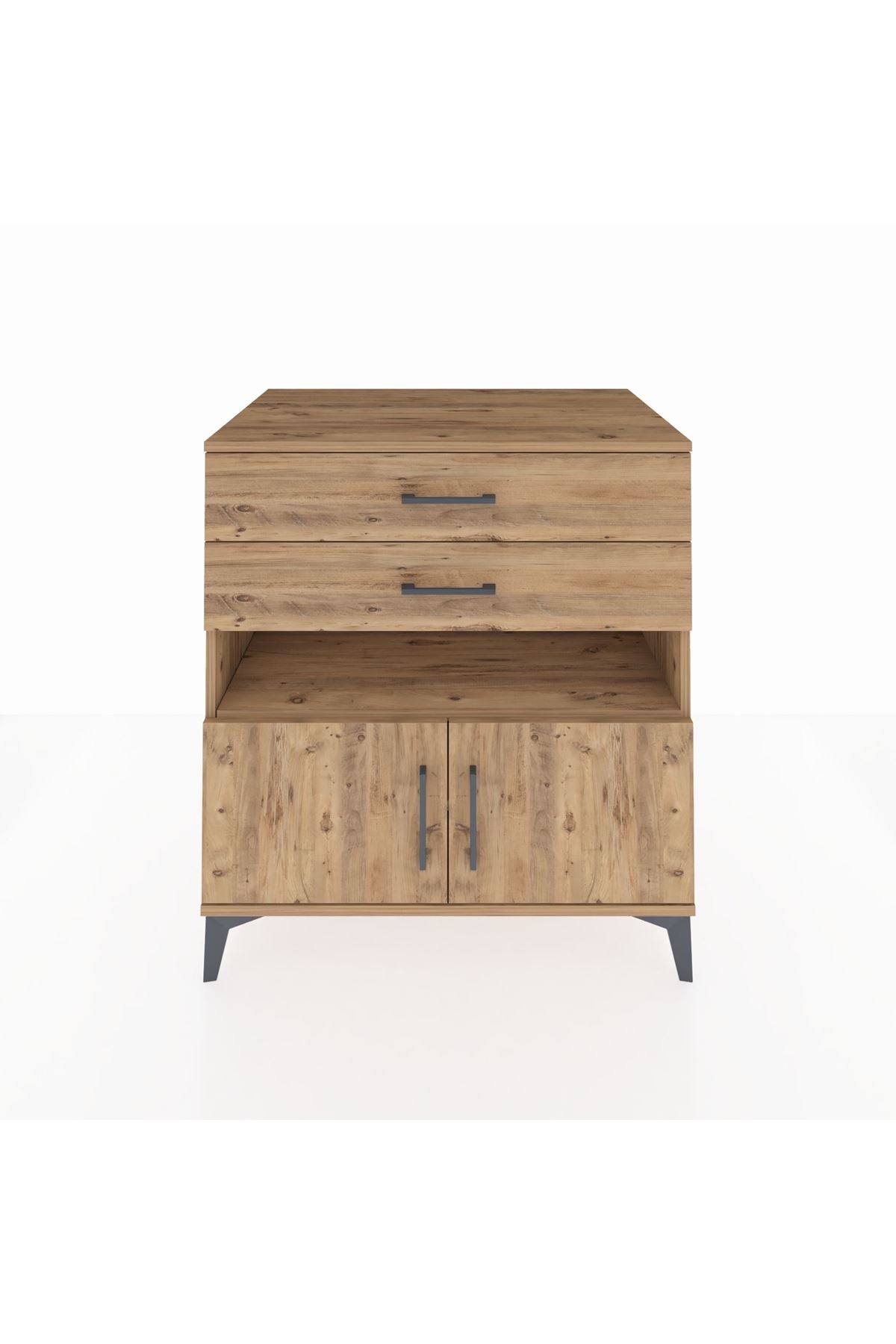 Kronos Şifonyer 2 Raflı 2 Çekmeceli 2 Kapaklı 88x59x96 Çam-Çam