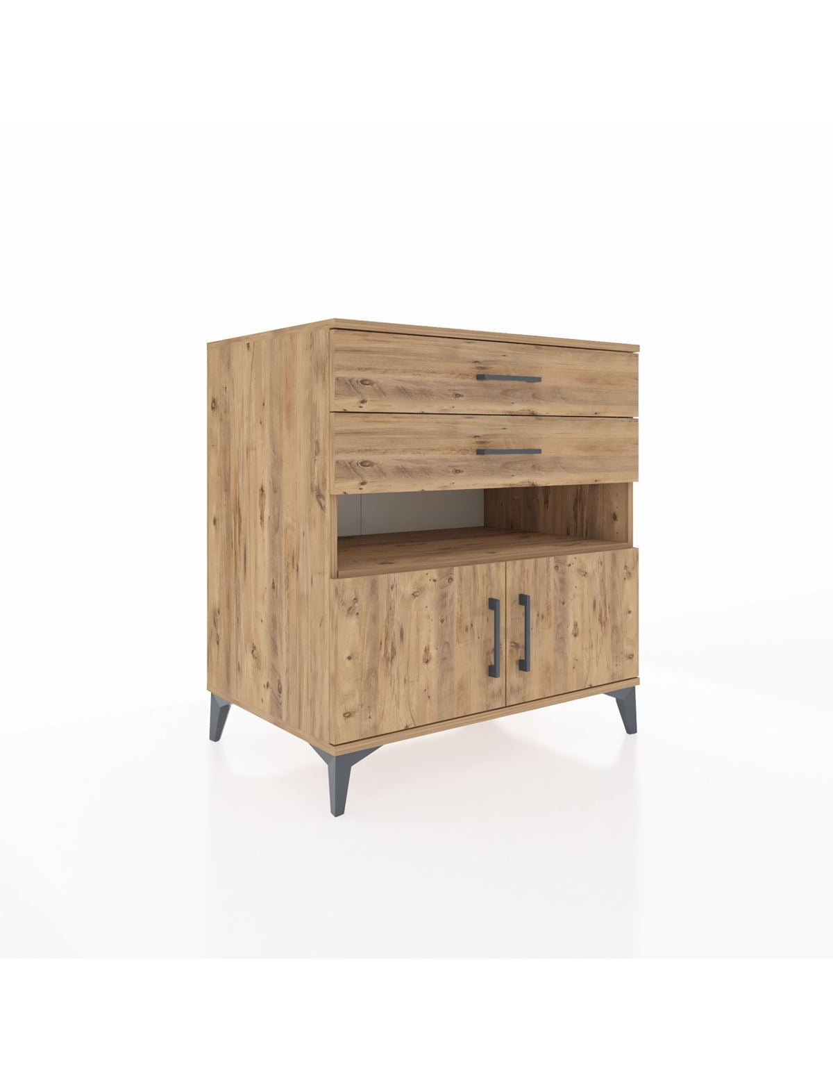 Kronos Şifonyer 2 Raflı 2 Çekmeceli 2 Kapaklı 88x59x96 Çam-Çam