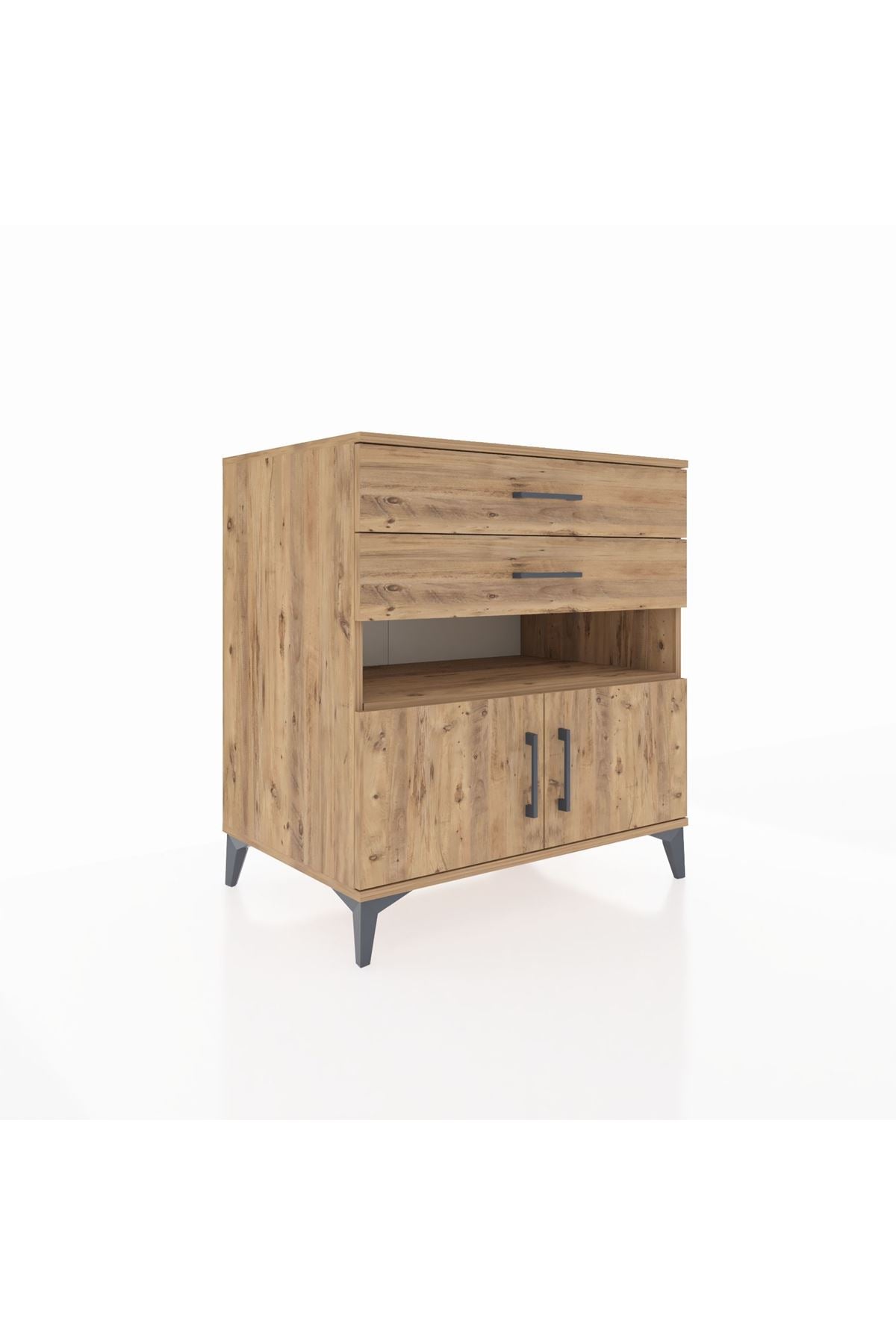 Kronos Şifonyer 2 Raflı 2 Çekmeceli 2 Kapaklı 88x59x96 Çam-Çam