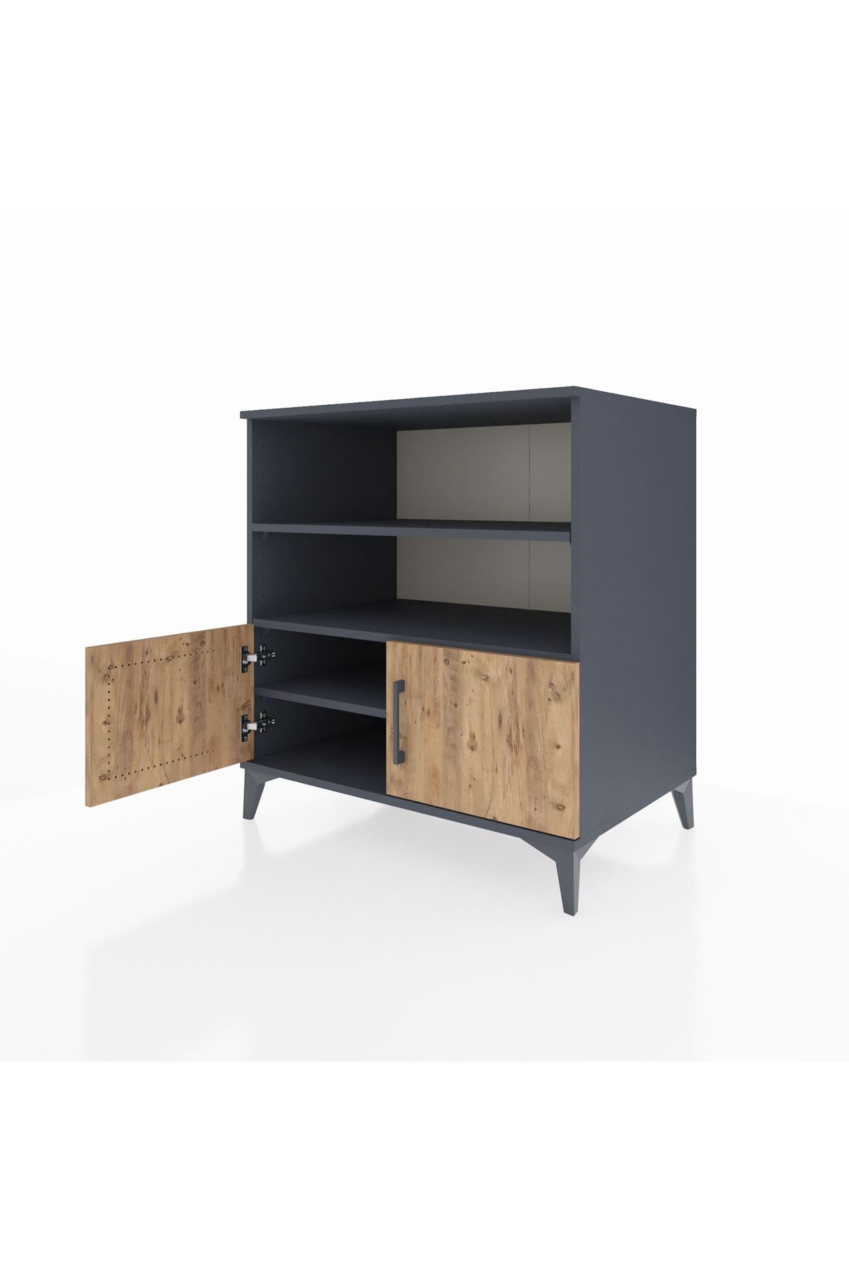 Kronos Şifonyer 3 Raflı 2 Kapaklı 88x59x96 Antrasit-Çam