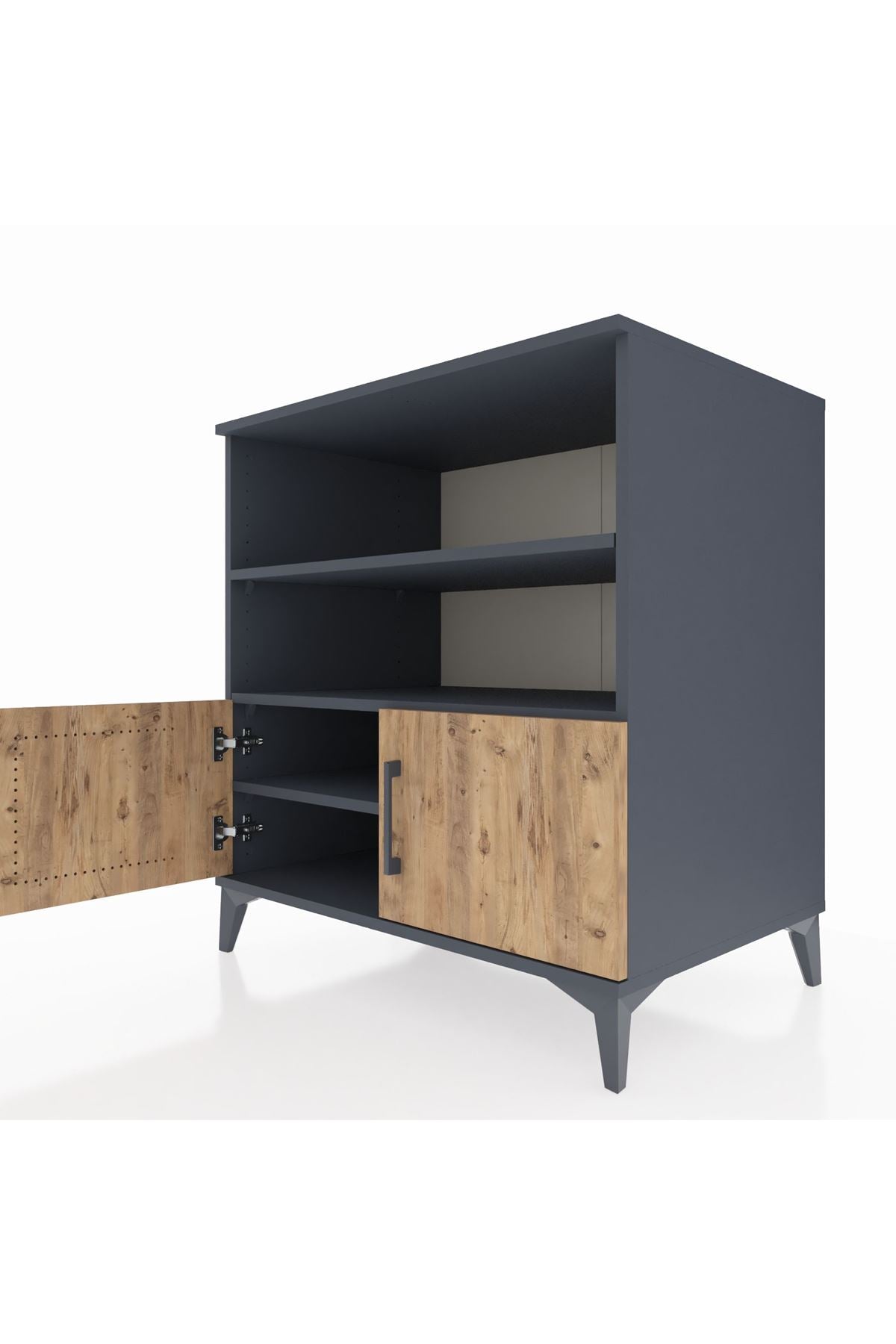 Kronos Şifonyer 3 Raflı 2 Kapaklı 88x59x96 Antrasit-Çam