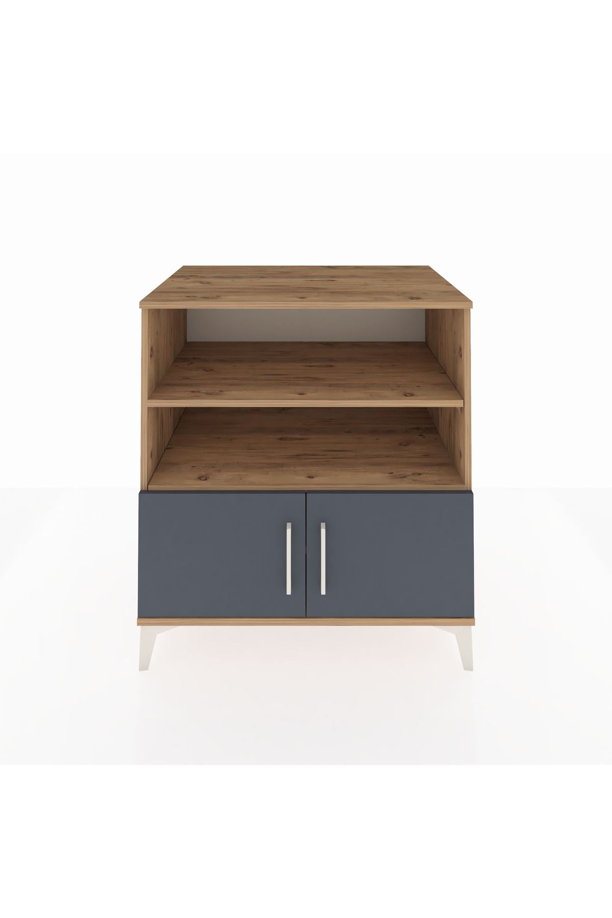 Kronos Şifonyer 3 Raflı 2 Kapaklı 88x59x96 Çam-Antrasit