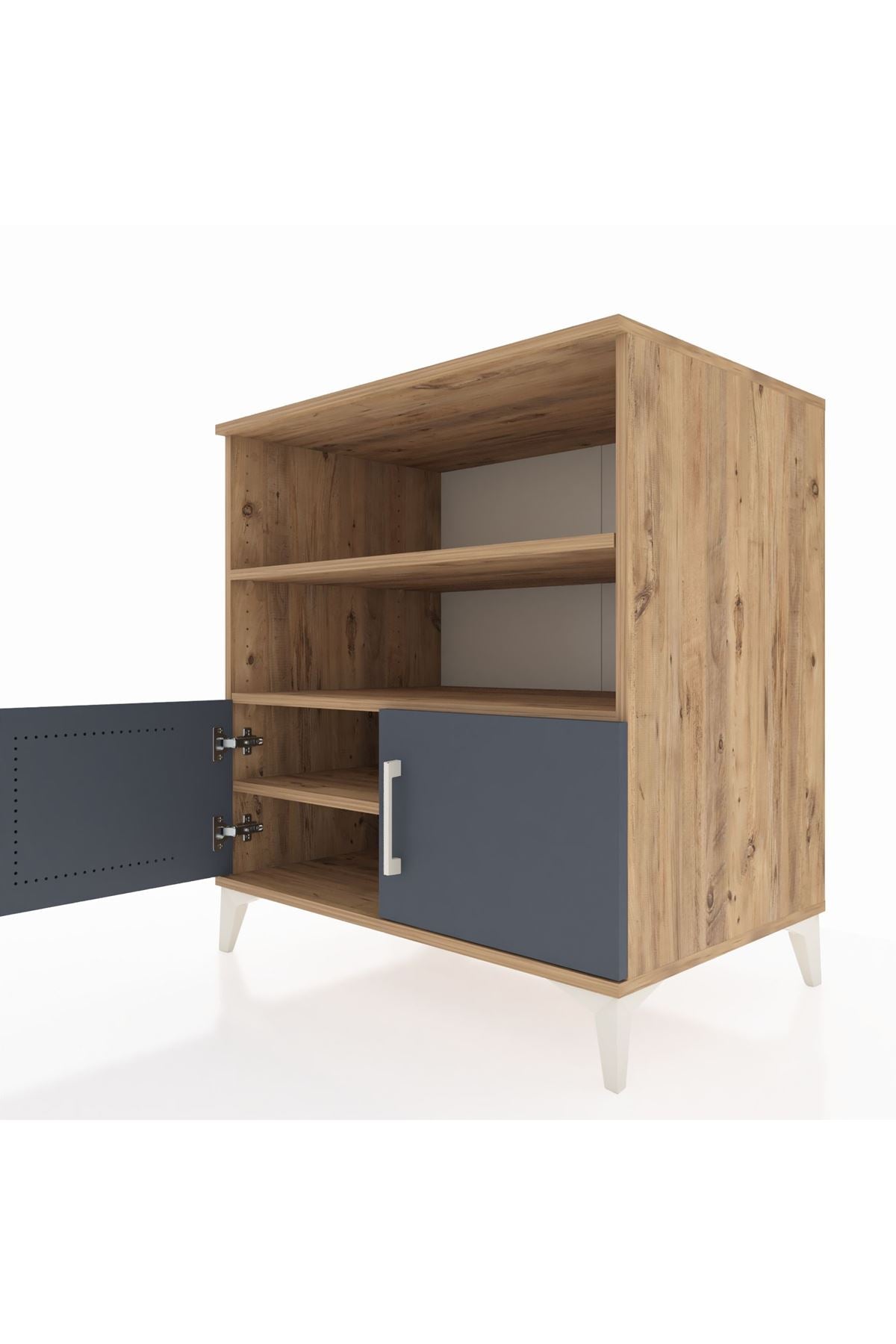 Kronos Şifonyer 3 Raflı 2 Kapaklı 88x59x96 Çam-Antrasit