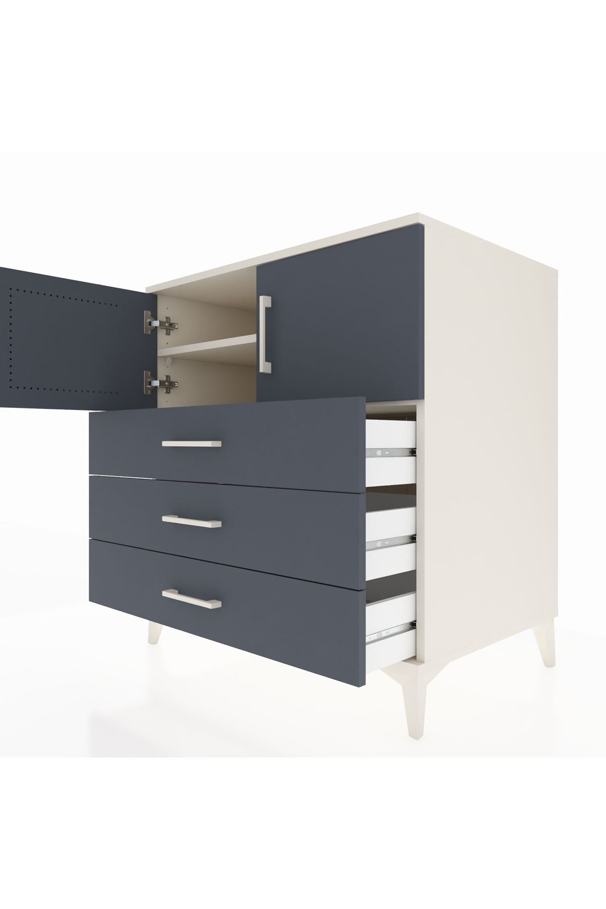 Kronos Şifonyer 2 Raflı 3 Çekmeceli 2 Kapaklı 88x59x96 Aytaşı-Antrasit