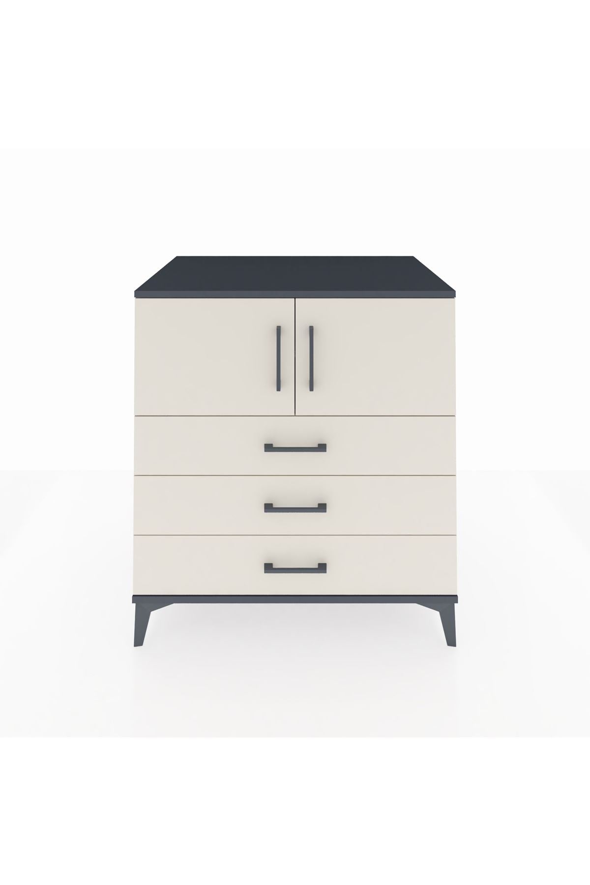 Kronos Şifonyer 2 Raflı 3 Çekmeceli 2 Kapaklı 88x59x96 Antrasit-Aytaşı