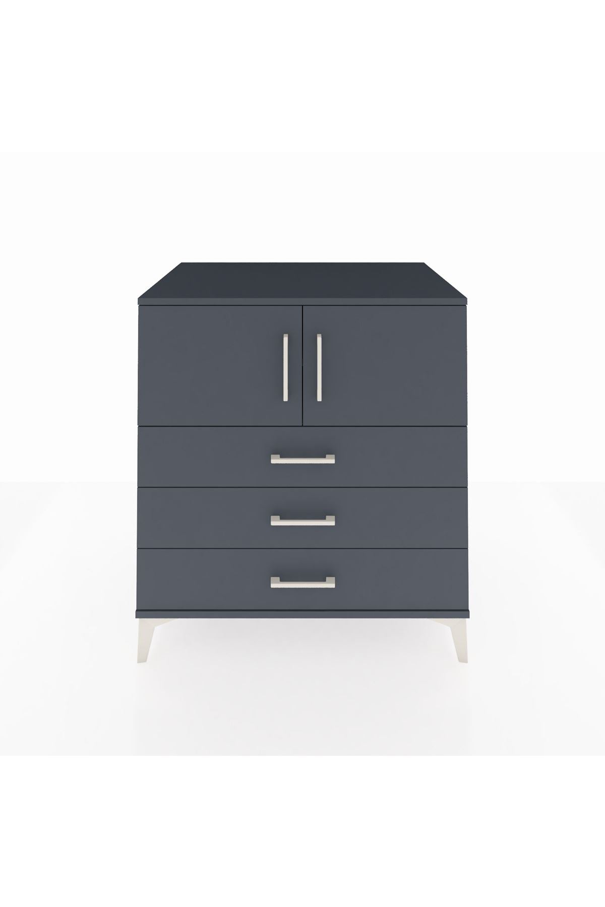 Kronos Şifonyer 2 Raflı 3 Çekmeceli 2 Kapaklı 88x59x96 Antrasit-Antrasit