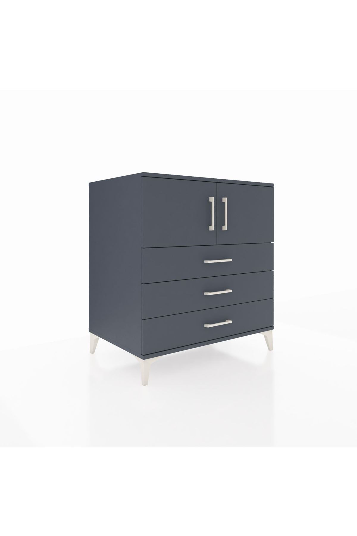 Kronos Şifonyer 2 Raflı 3 Çekmeceli 2 Kapaklı 88x59x96 Antrasit-Antrasit