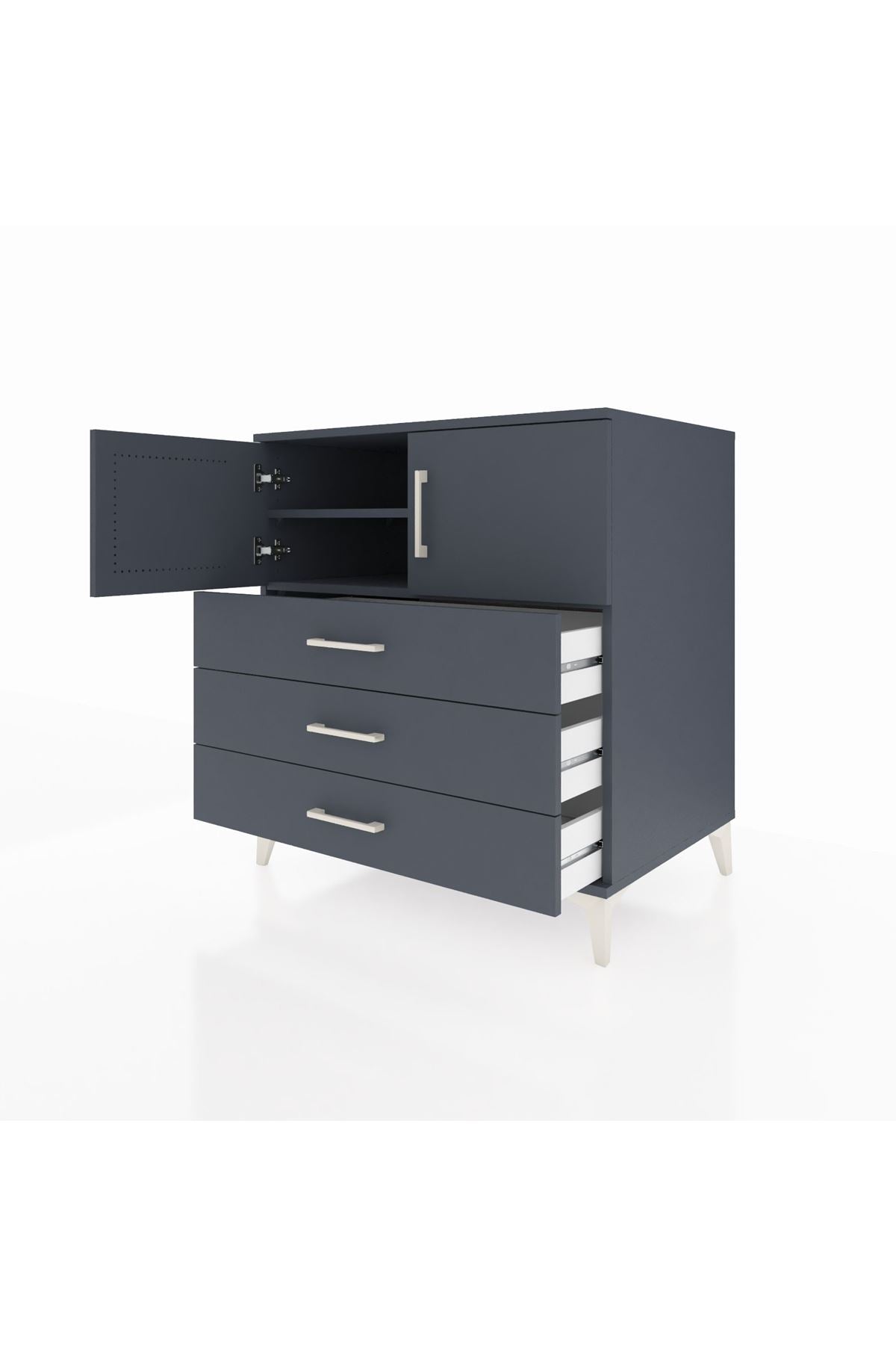 Kronos Şifonyer 2 Raflı 3 Çekmeceli 2 Kapaklı 88x59x96 Antrasit-Antrasit